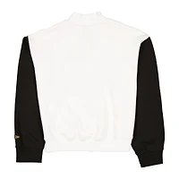 Veste polaire New Era blanche et noire Boston Celtics édition City 2025/26 pour femme, fermeture à boutons-pression.