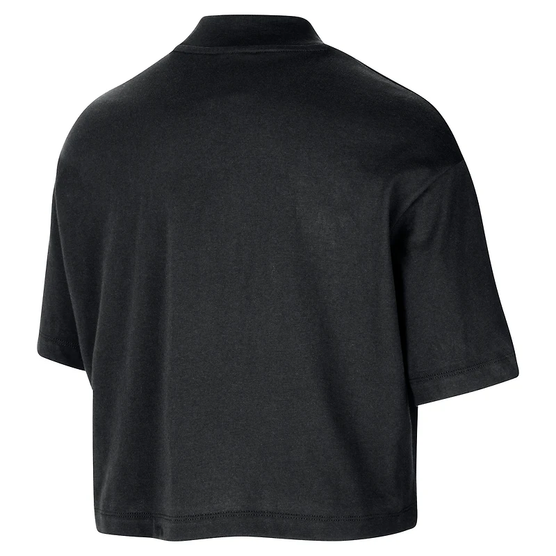 Women's Nike Black Boston Celtics Courtside Mock Neck Loose Fit Cropped T-Shirt