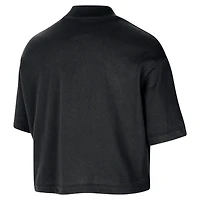 Women's Nike Black Boston Celtics Courtside Mock Neck Loose Fit Cropped T-Shirt