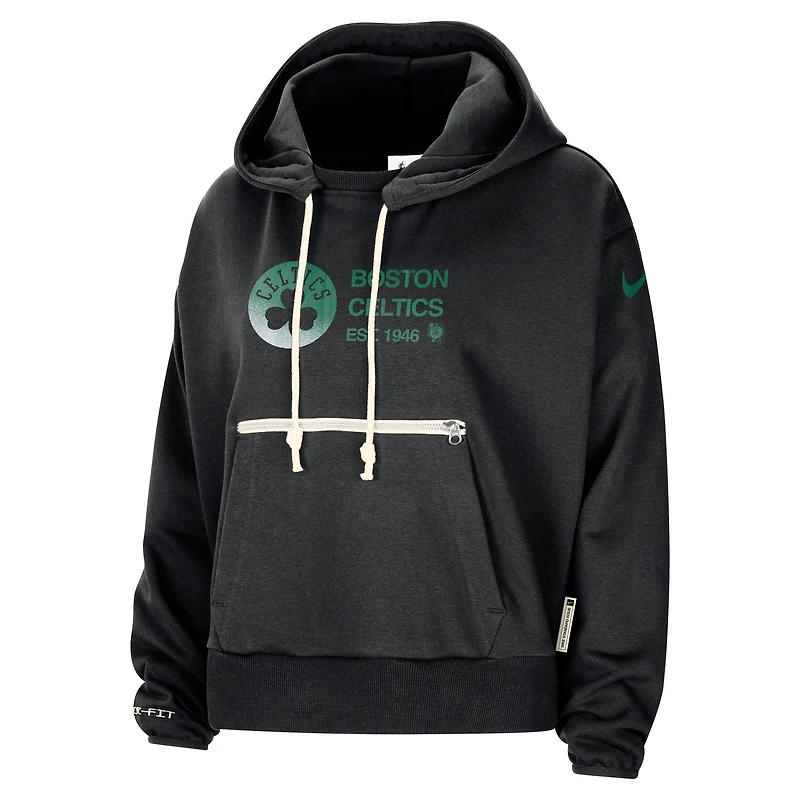 Women's Nike Black Boston Celtics Courtside Standard Issue Performance Pullover Hoodie