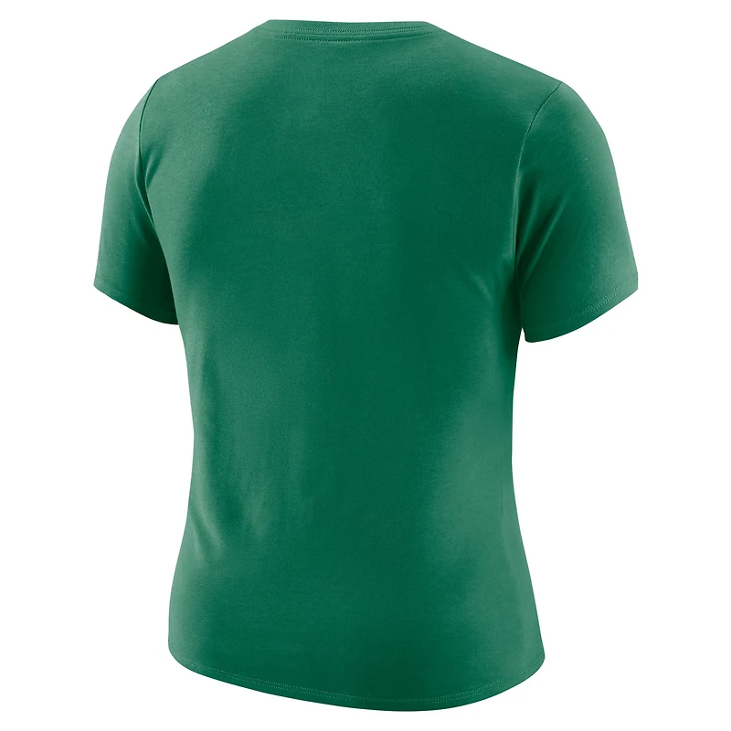 Women's Nike Kelly Green Boston Celtics Courtside Modest Cropped Tri-Blend T-Shirt