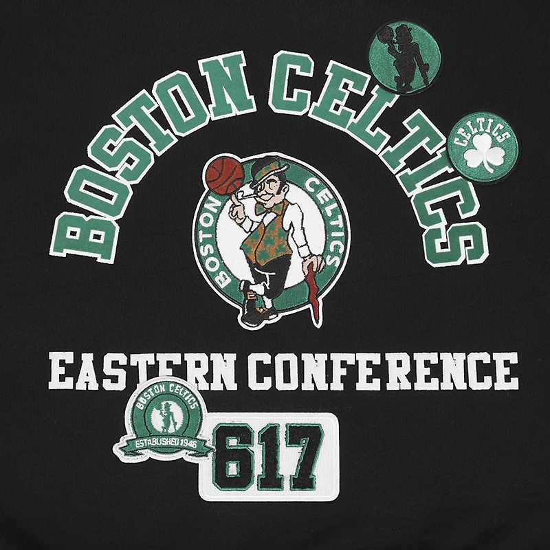 Sweat-shirt court Pro Standard noir pour femme avec code régional des Boston Celtics