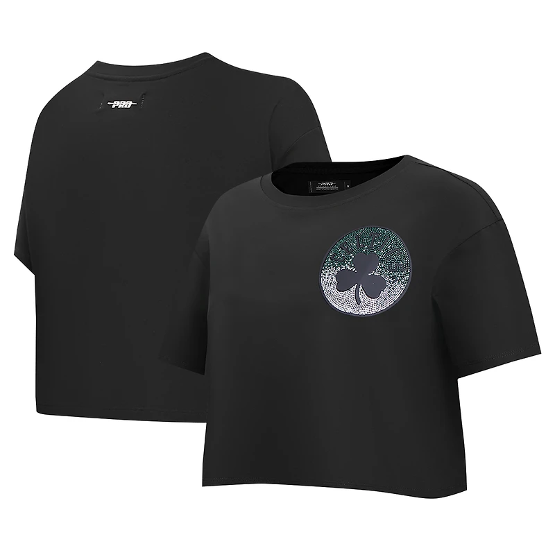 Women's Pro Standard Black Boston Celtics Jewels Boxy Cropped T-Shirt