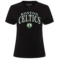 Women's Sportiqe  Black Boston Celtics Arcadia Boxy T-Shirt