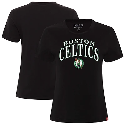Women's Sportiqe  Black Boston Celtics Arcadia Boxy T-Shirt