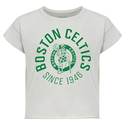 Women's Sportiqe Gray Boston Celtics Cropped Genuine Issue Collection Alana T-Shirt