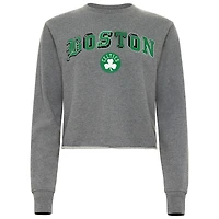Women's Sportiqe  Heather Gray Boston Celtics Varsity Collection Kacey Cropped Pullover Sweatshirt