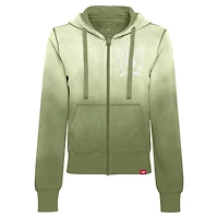 Women's Sportiqe Olive Boston Celtics Carli Sun Fade Full-Zip Hoodie