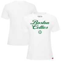 Women's Sportiqe  White Boston Celtics Arcadia T-Shirt