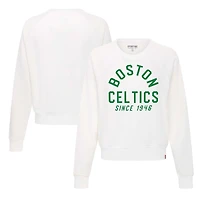 Women's Sportiqe White Boston Celtics Ashlyn Super Soft Raglan Pullover Sweatshirt
