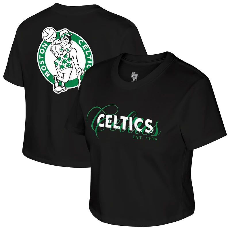 T-shirt taille haute noir Boston Celtics 46 Reserve pour femmes, collection Stadium Essentials