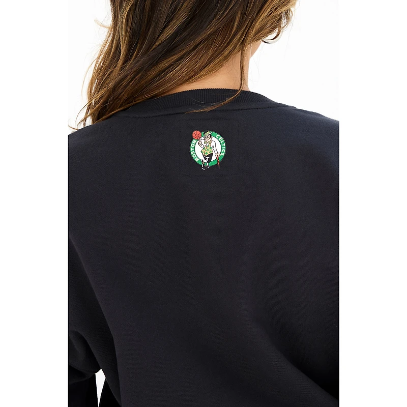 Sweat-shirt à capuche noir avec logo en pierres précieuses des Boston Celtics pour femme Terez