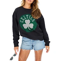 Women's Terez Black Boston Celtics Gemstone Logo Pullover Sweatshirt