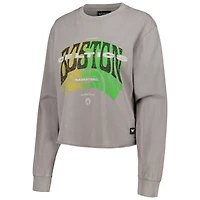 T-shirt court à manches longues pour femmes The Wild Collective gris Boston Celtics Band