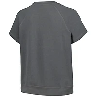 Women's The Wild Collective Gray Boston Celtics Embroidered Fleece Raglan Short Sleeve Pullover Sweatshirt