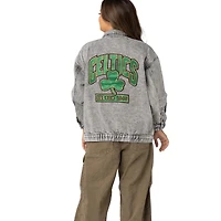 Women's The Wild Collective  Gray Boston Celtics Oversized Cargo Denim Jacket