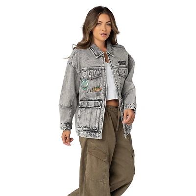 Veste cargo oversize en jean gris Boston Celtics pour femme de la marque The Wild Collective
