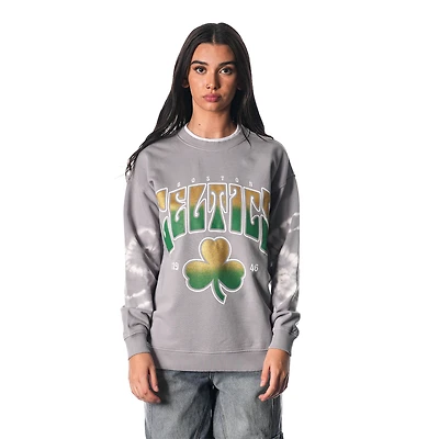 Sweat-shirt à capuche tie-dye décoloré gris chiné Boston Celtics pour femme The Wild Collective