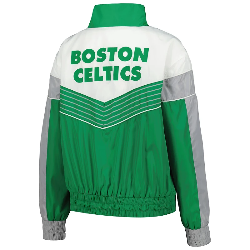 Women's The Wild Collective Kelly Green Boston Celtics Courtside Half-Zip Track Jacket