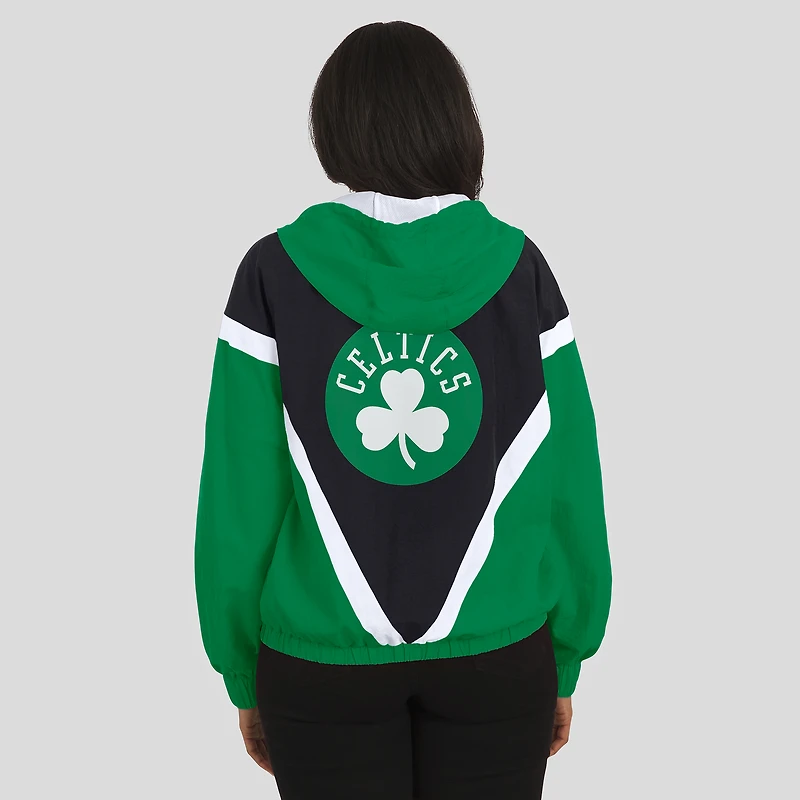 Women's WEAR by Erin Andrews Black/Kelly Green Boston Celtics Colorblock Full-Zip Hoodie Windbreaker Jacket