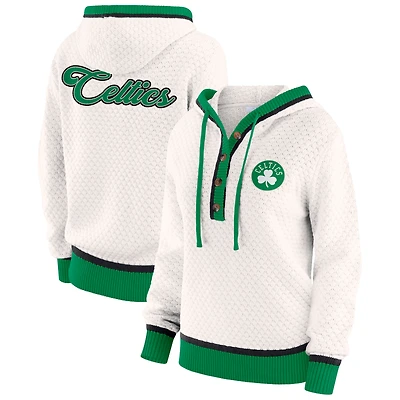 Women's WEAR by Erin Andrews Cream Boston Celtics Plus Hoodie Sweater