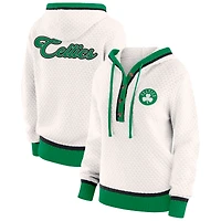 Women's WEAR by Erin Andrews Cream Boston Celtics Plus Hoodie Sweater