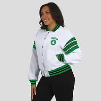 Women's WEAR by Erin Andrews  White Boston Celtics Full-Snap Fleece Sweatshirt Jacket