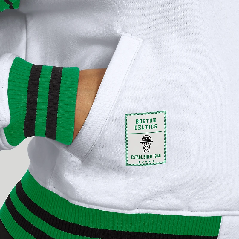 Women's WEAR by Erin Andrews  White Boston Celtics Full-Snap Fleece Sweatshirt Jacket