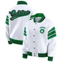 Women's WEAR by Erin Andrews  White Boston Celtics Full-Snap Fleece Sweatshirt Jacket