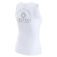 Women's WEAR by Erin Andrews White Boston Celtics Rib-Knit Henley Tank Top