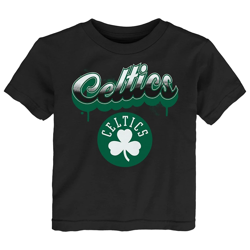 T-shirt noir pour jeunes Boston Celtics avec inscription pétillante