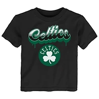T-shirt noir pour jeunes Boston Celtics avec inscription pétillante