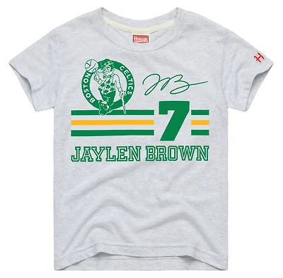 Youth Homage Jaylen Brown Ash Boston Celtics Remix Signature Name & Number Tri-Blend T-Shirt