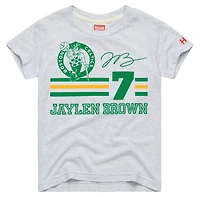 Youth Homage Jaylen Brown Ash Boston Celtics Remix Signature Name & Number Tri-Blend T-Shirt