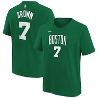 T-shirt avec nom et numéro d'icône des Boston Celtics pour jeunes Jaylen Brown Kelly Green