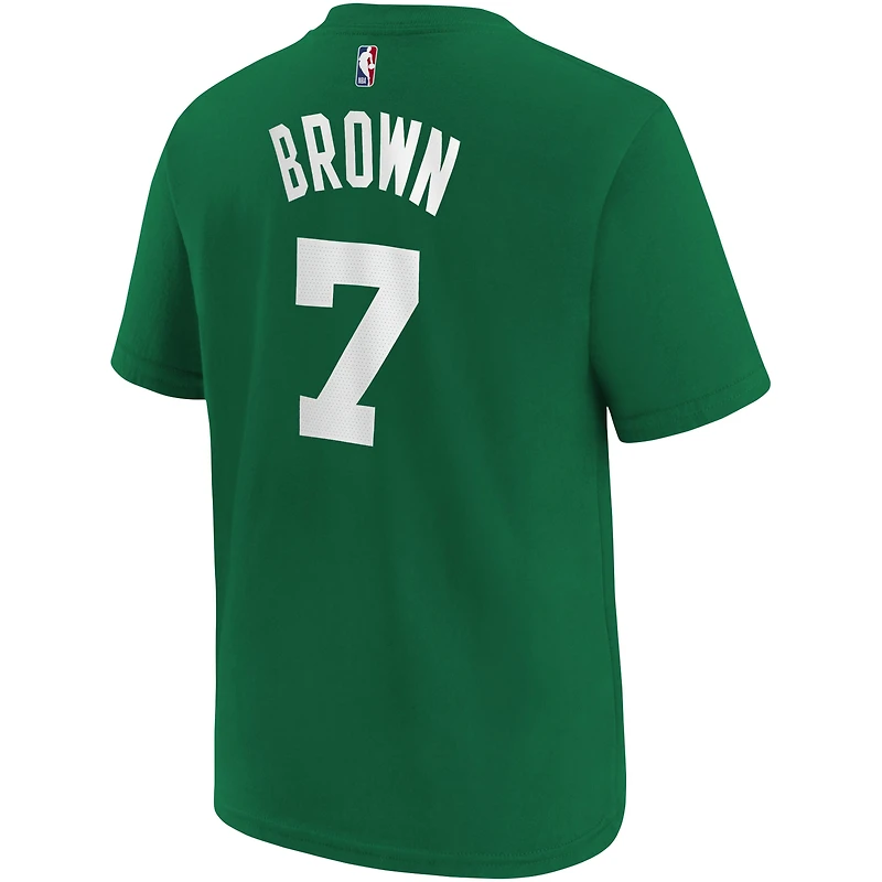 T-shirt avec nom et numéro d'icône des Boston Celtics pour jeunes Jaylen Brown Kelly Green