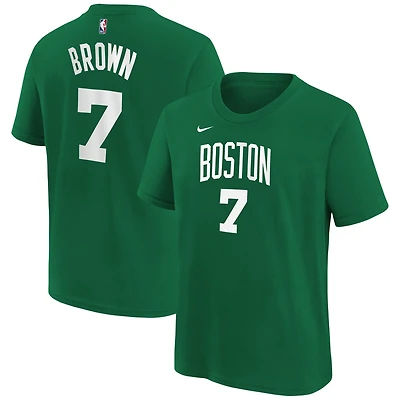 T-shirt avec nom et numéro d'icône des Boston Celtics pour jeunes Jaylen Brown Kelly Green