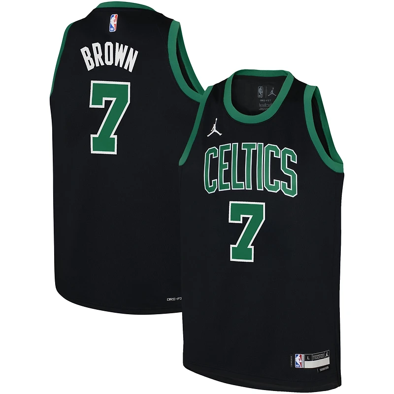 Maillot Swingman Jordan Brand Jaylen Brown noir Boston Celtics pour enfant - Édition Statement