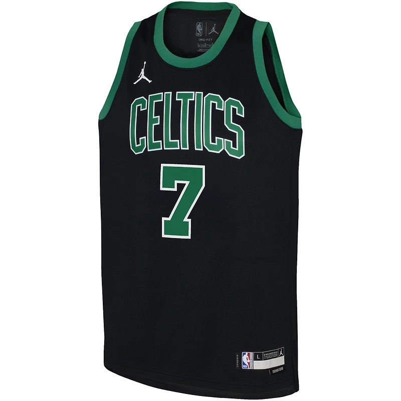 Maillot Swingman Jordan Brand Jaylen Brown noir Boston Celtics pour enfant - Édition Statement