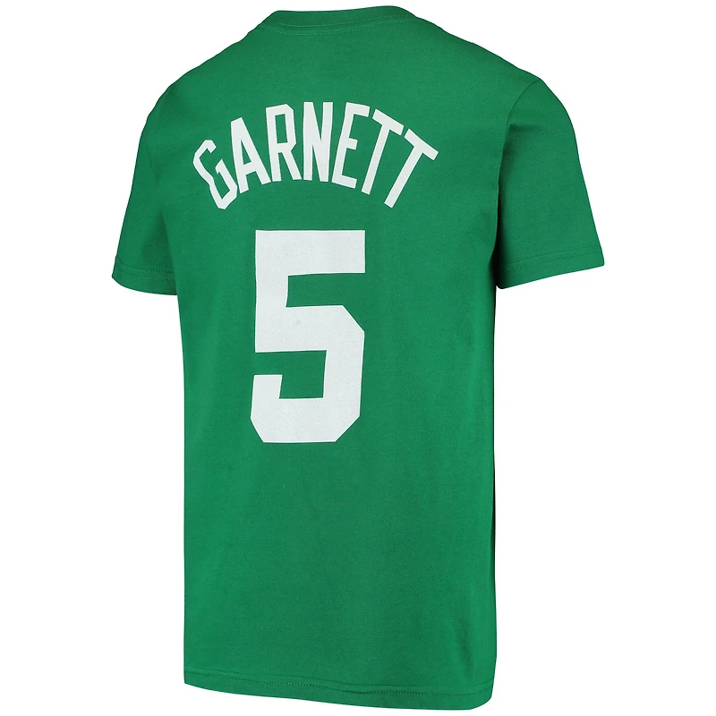 T-shirt avec nom et numéro Kevin Garnett Kelly Green Boston Celtics Hardwood Classics pour jeune