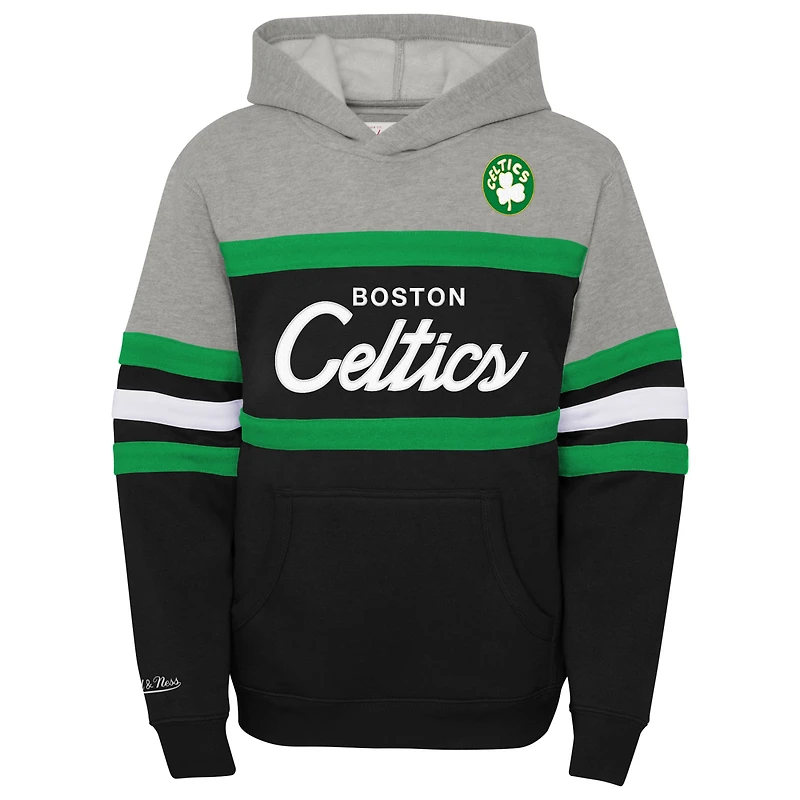 Sweat à capuche Mitchell & Ness noir/gris chiné pour jeune entraîneur des Boston Celtics Hardwood Classics