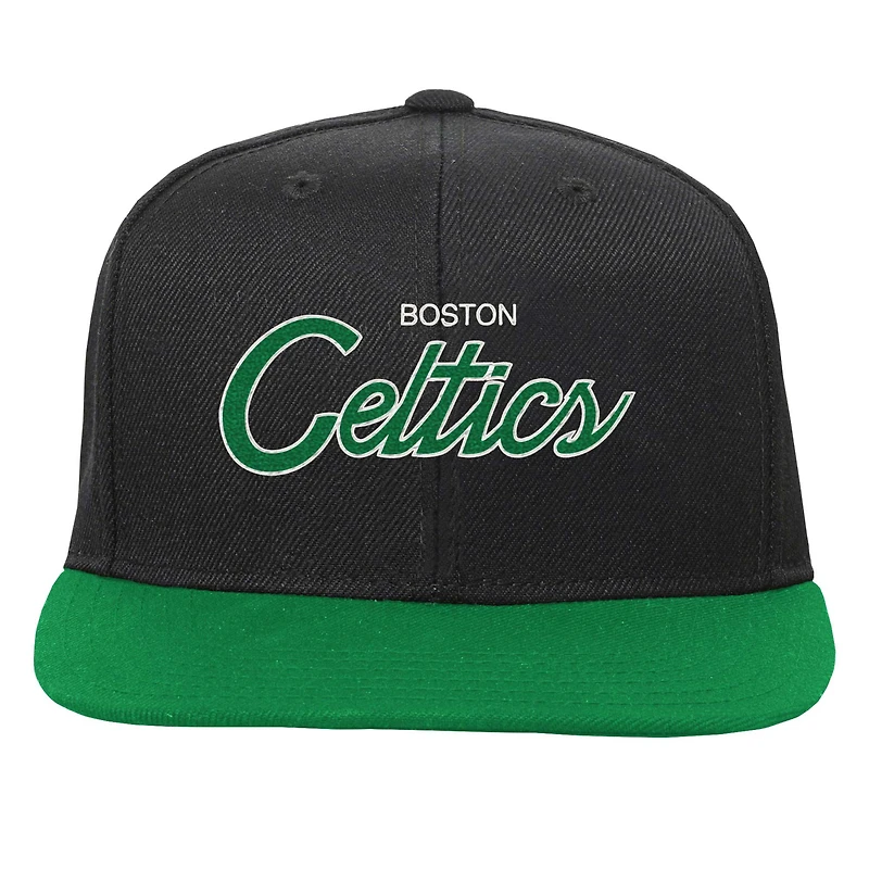 Casquette snapback noire Boston Celtics Team Script pour jeune Mitchell & Ness