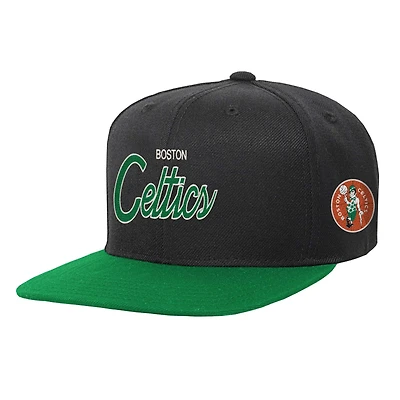 Casquette snapback noire Boston Celtics Team Script pour jeune Mitchell & Ness