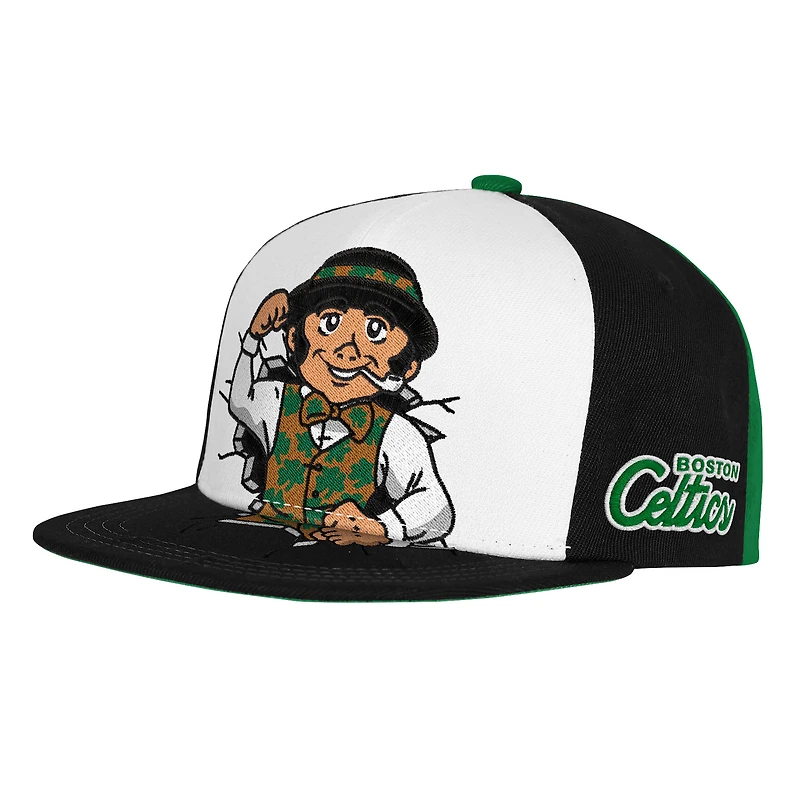Casquette snapback Mitchell & Ness verte pour enfant, mascotte des Boston Celtics