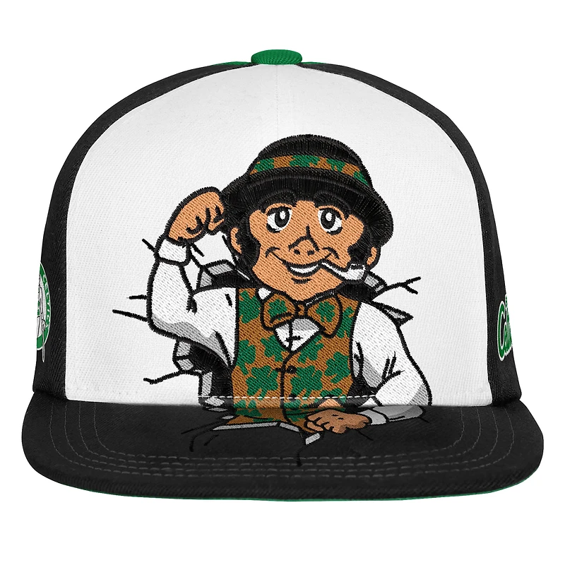 Casquette snapback Mitchell & Ness verte pour enfant, mascotte des Boston Celtics