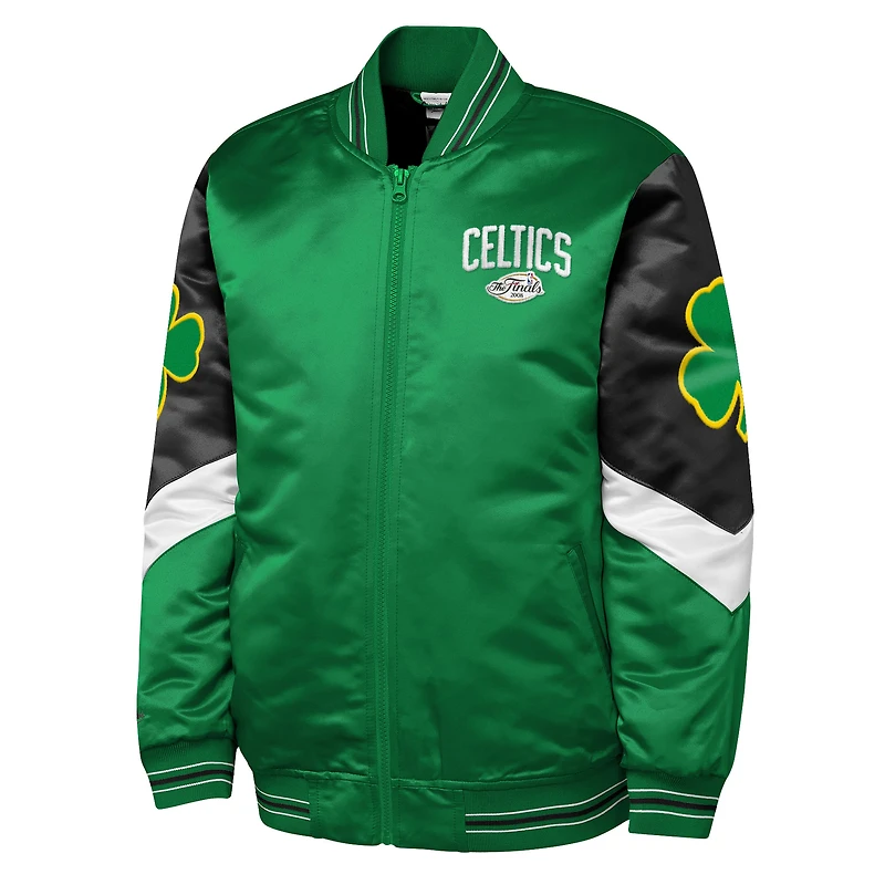 Youth Mitchell & Ness  Green Boston Celtics Throw It Back Heavyweight Full-Zip Satin Jacket