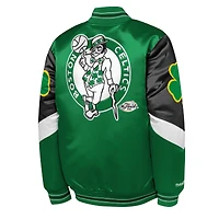 Veste en satin épaisse entièrement zippée Mitchell & Ness Green Boston Celtics Throw It Back pour jeune