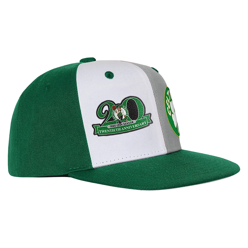 Casquette snapback double anniversaire Mitchell & Ness Kelly Green Boston Celtics pour jeunes