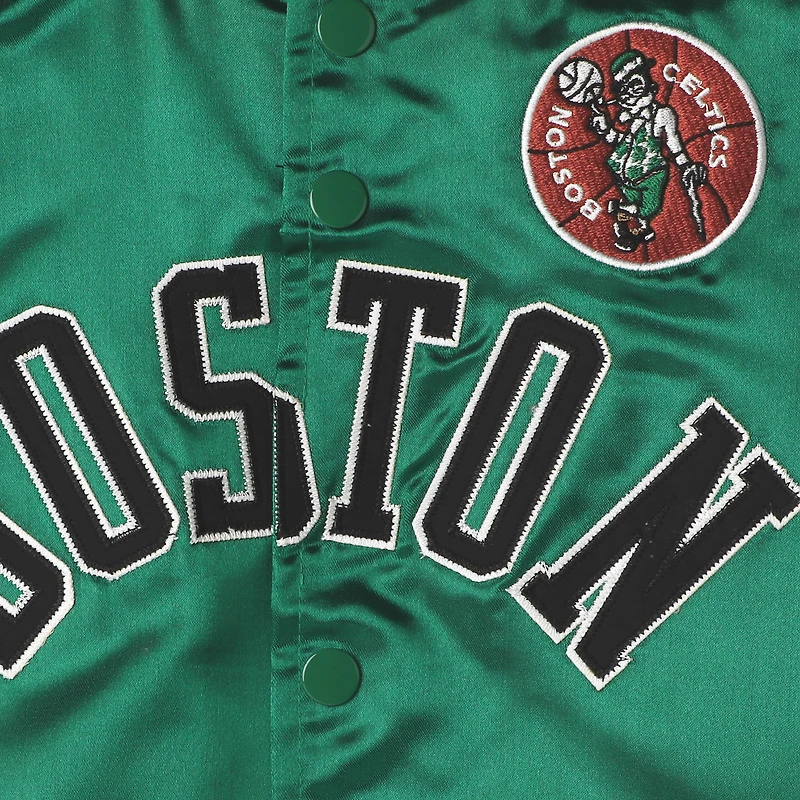 Youth Mitchell & Ness Kelly Green Boston Celtics Hardwood Classics Satin Raglan Full-Snap Jacket