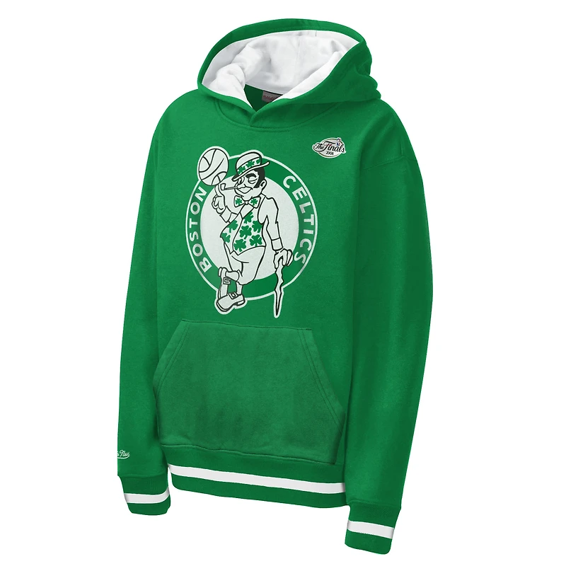Sweat à capuche en polaire Mitchell & Ness vert Kelly pour enfant, modèle Playmaker des Boston Celtics.